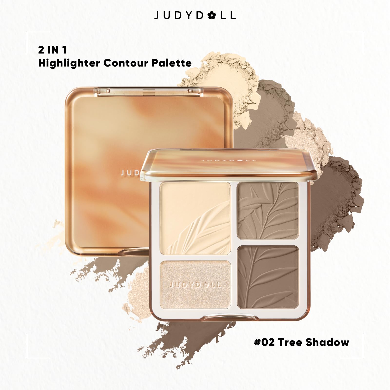 JUDYDOLL Highlight Contour Palette blends effortlessly for natural shading on warm skin tones.