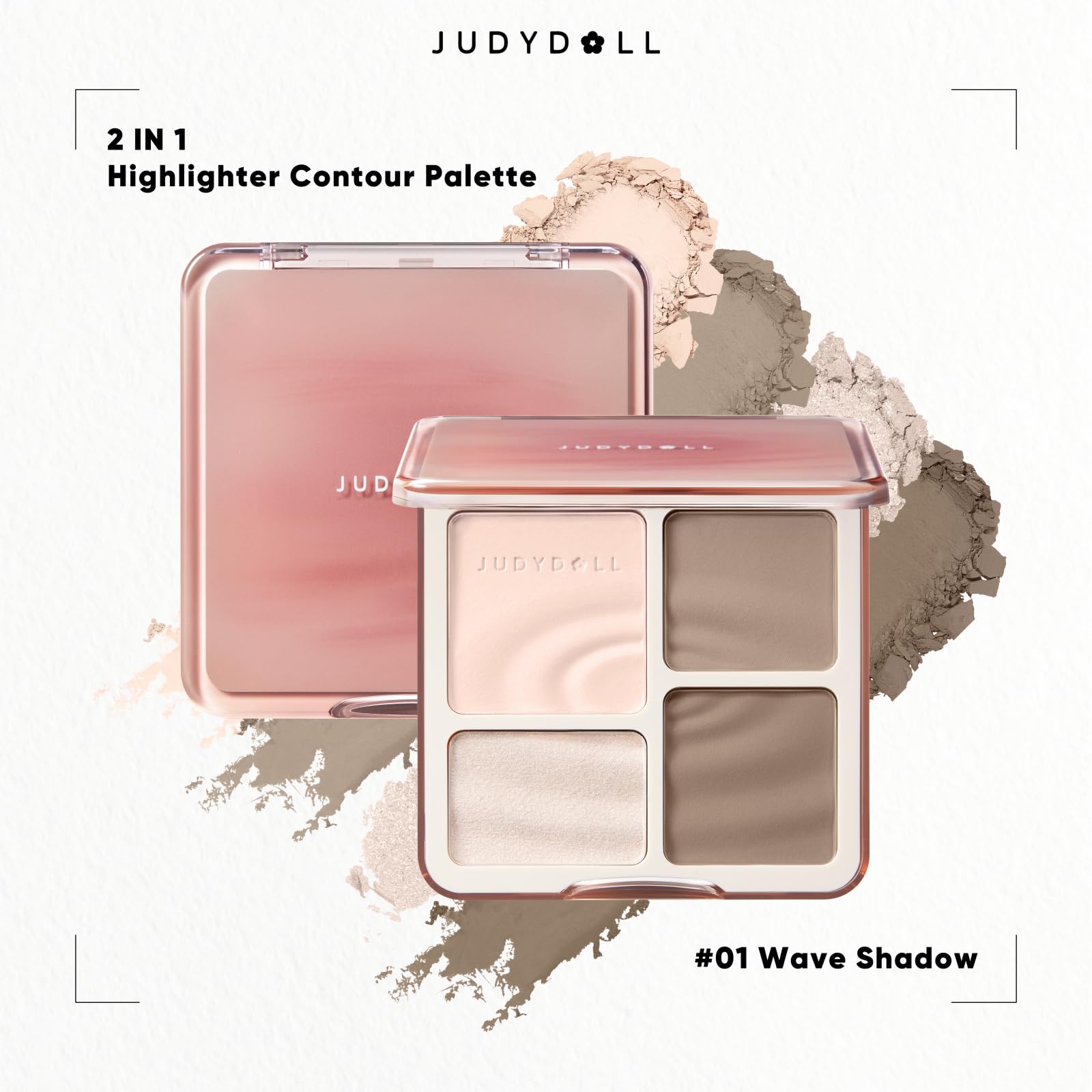 JUDYDOLL Highlight & Contour Palette swatch view showing pigment depth and gradient