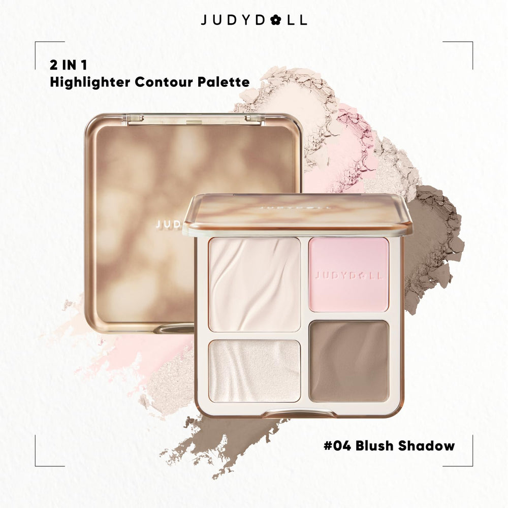 JUDYDOLL highlighter shade-2 soft glow on cheekbone for subtle luminosity.