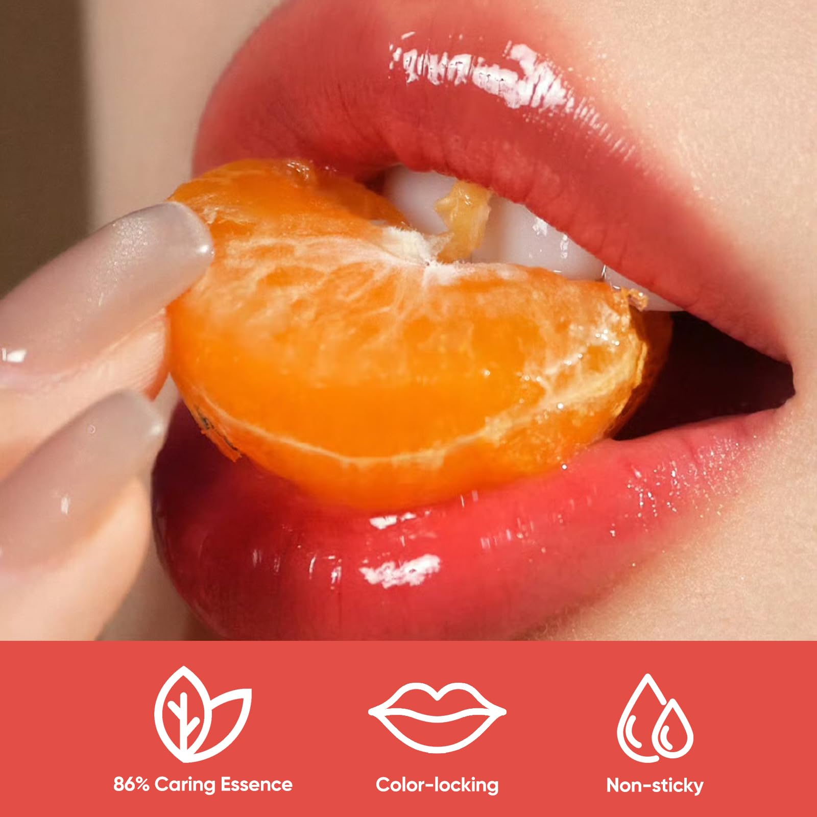 Judydoll Ice Watery Lip Gloss waterproof formula resists wear through meals.