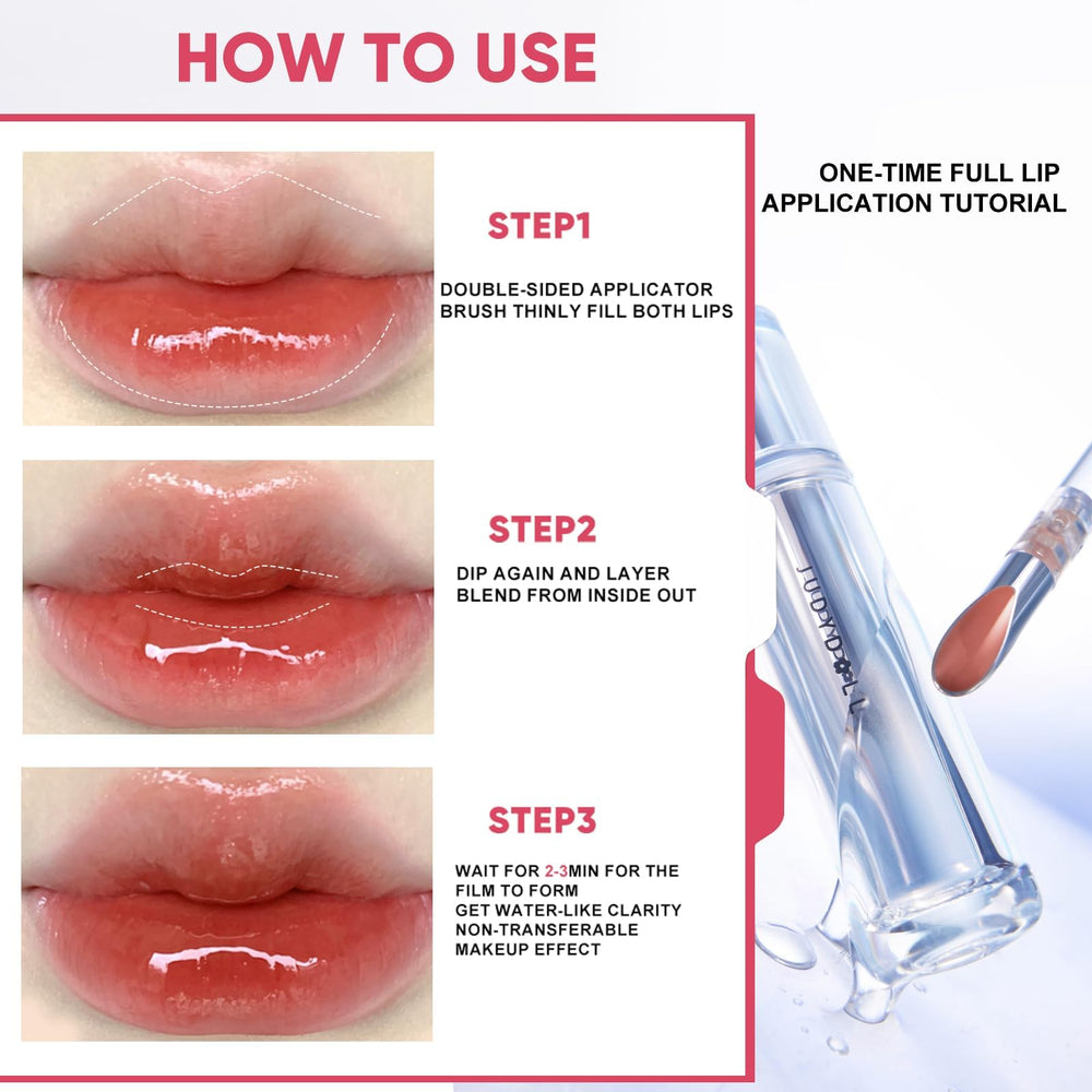 JUDYDOLL Mirror Lip Glazes packaging features sleek premium design.