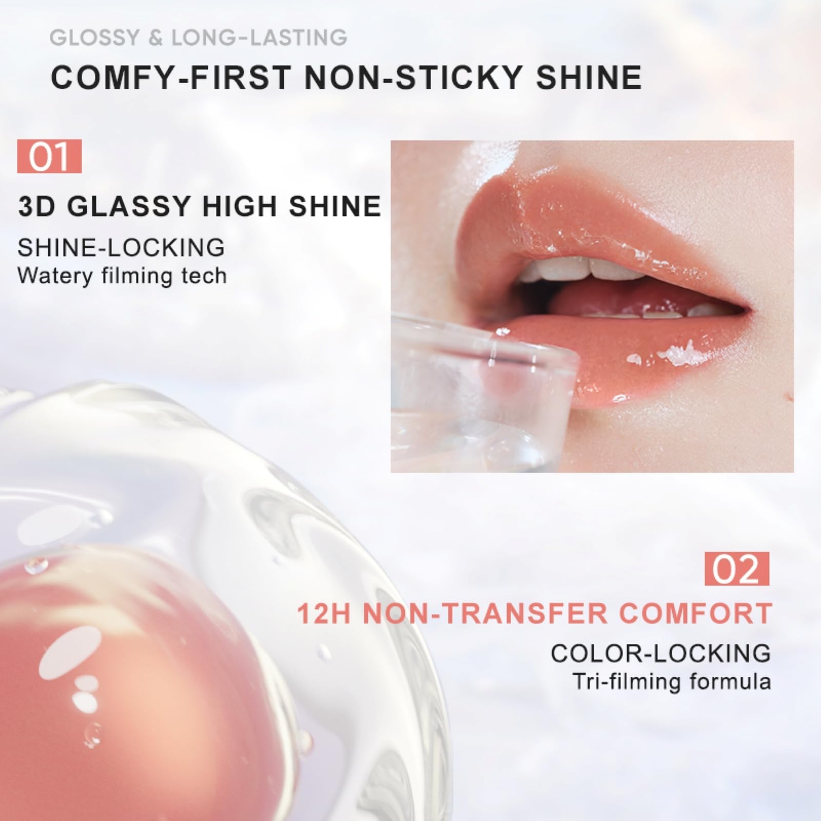 JUDYDOLL Smudge-proof lip gloss maintains color without feathering.