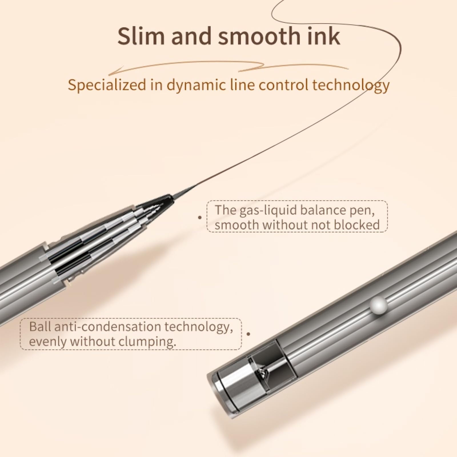 JUDYDOLL Ultra-Fine Liquid Eyeliner application stroke delivers crisp, controlled lines