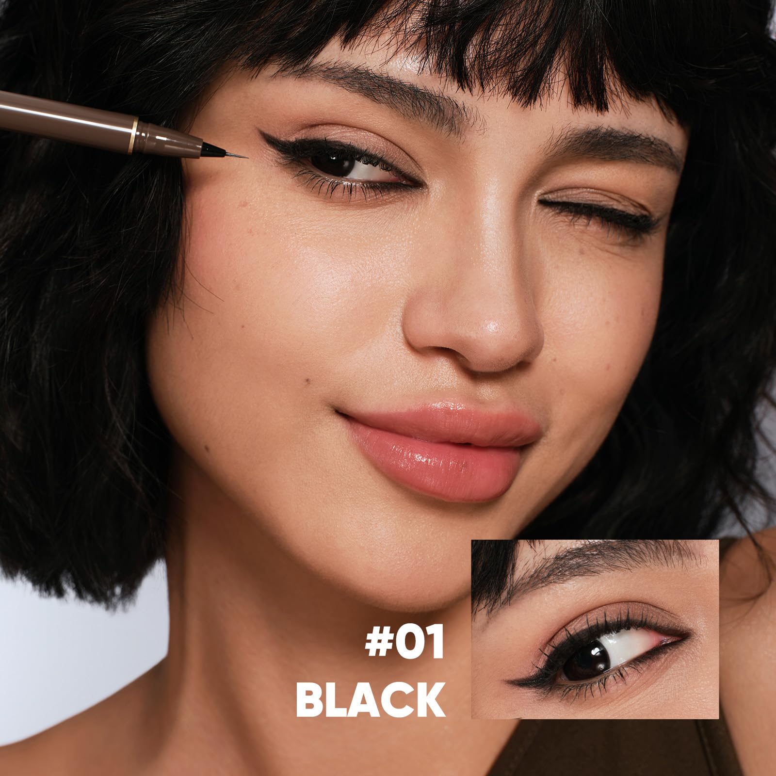 JUDYDOLL Ultra-Fine Liquid Eyeliner flexible brush tip enables smooth application