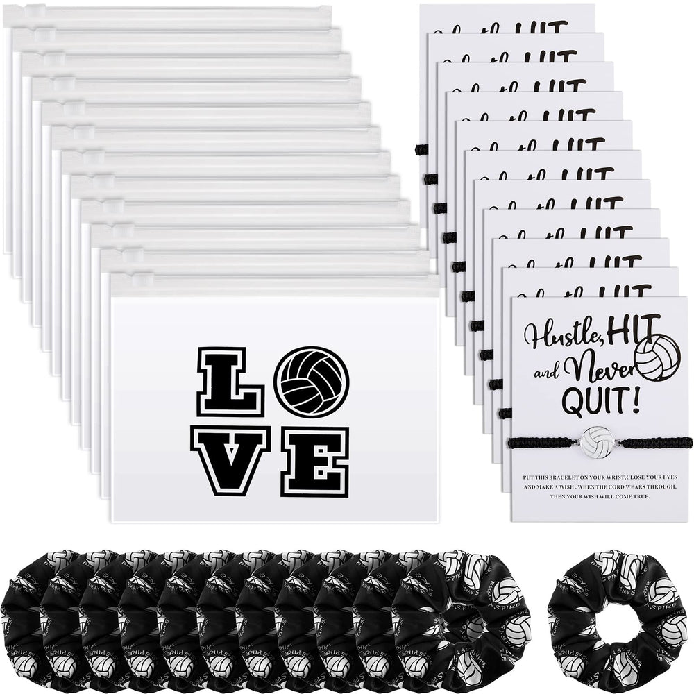 Juexica volleyball team gift bundle with coordinated bracelets and scrunchies for celebrations.