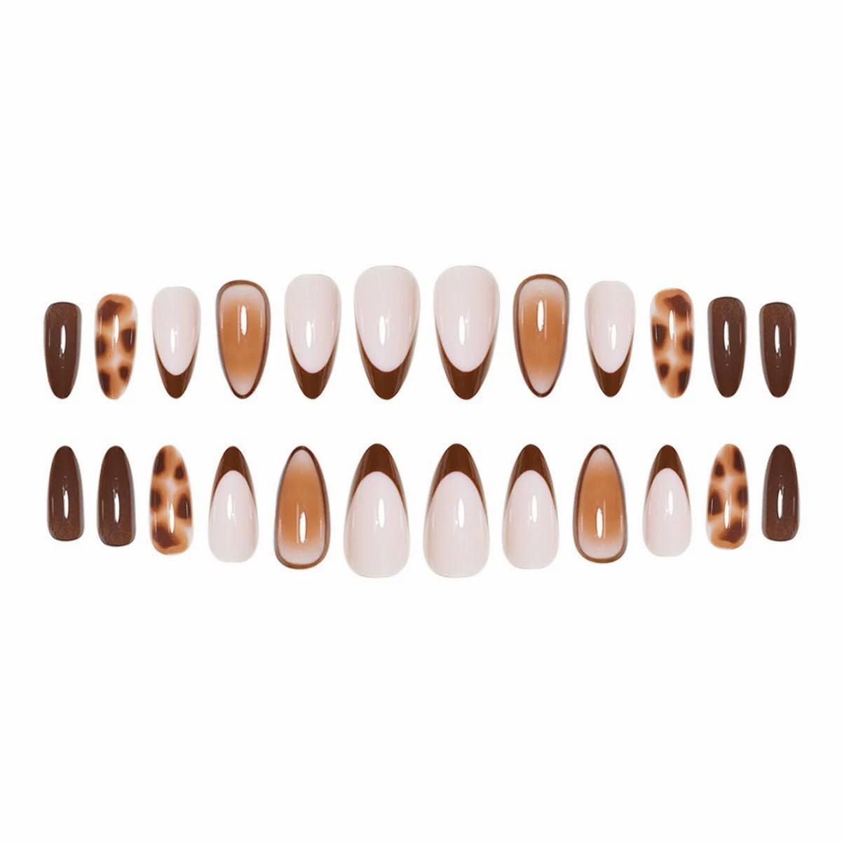 JUGGSSA almond press on nails kit contents with glue stickers for quick applications.