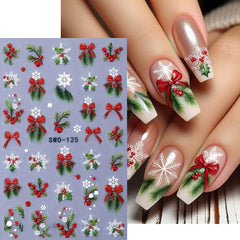 JUGGSSA christmas-tree decals add festive flair to DIY manicure.