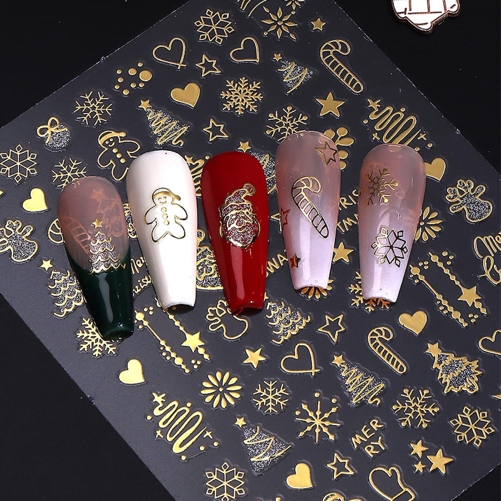 juggssa christmas nail stickers 3d self-adhesive easy to apply