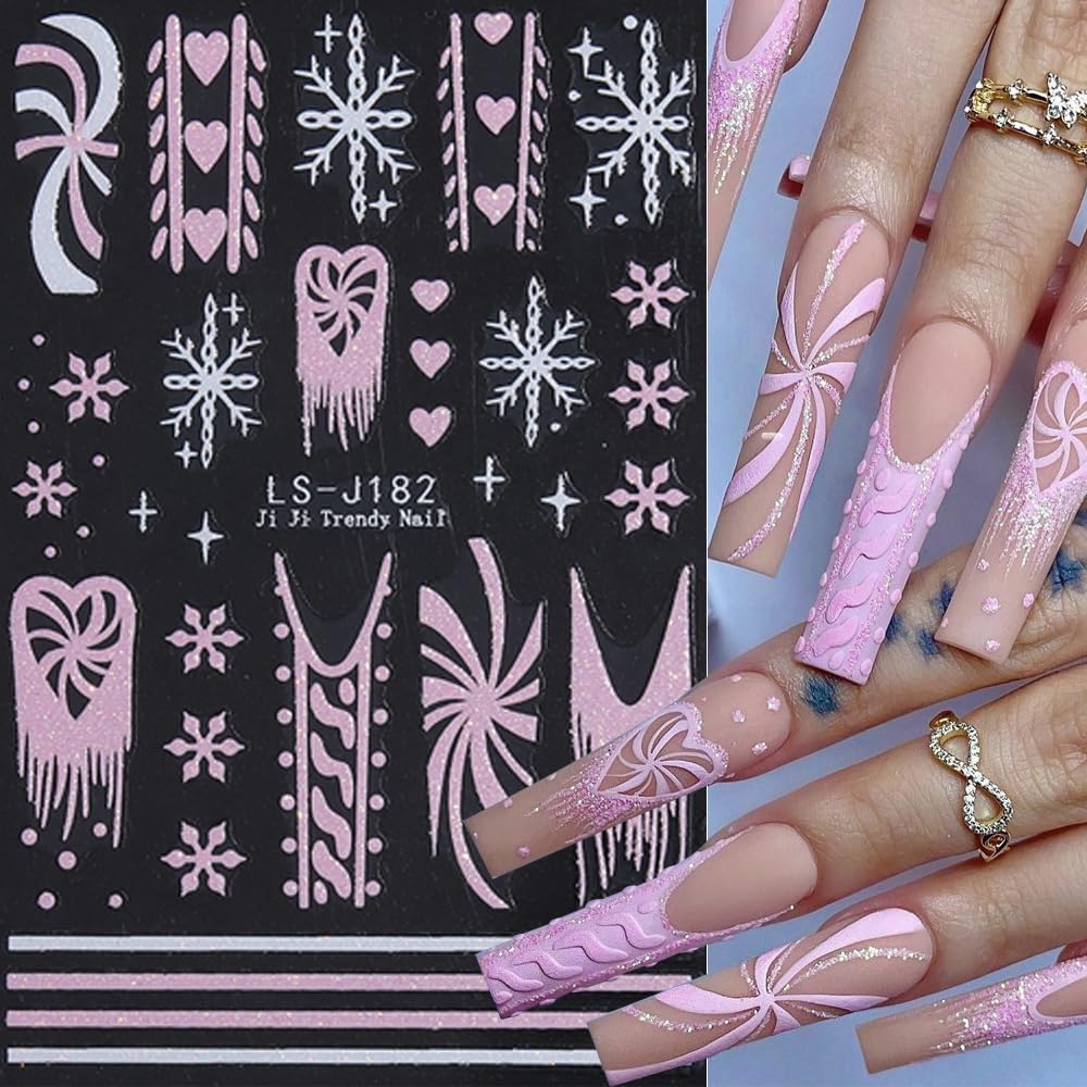 Juggssa Christmas nail stickers 6 sheets offer versatile holiday nail decor options.