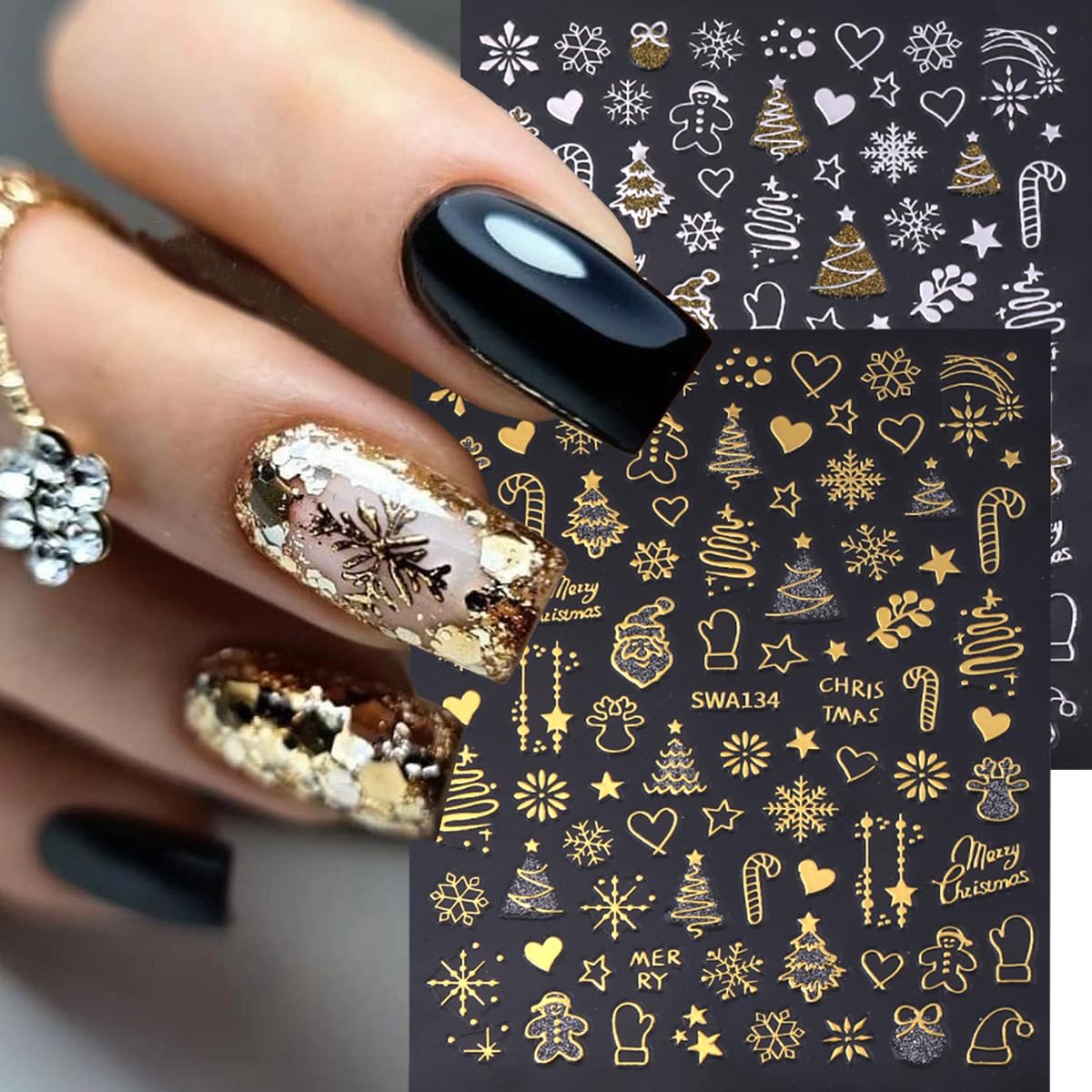 juggssa christmas nail stickers christmas-tree design adds festive flair to nails