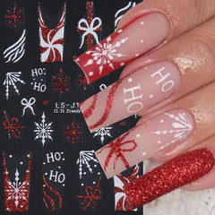 Juggssa Christmas nail stickers christmas tree evoke joyful holiday vibes on manicures.