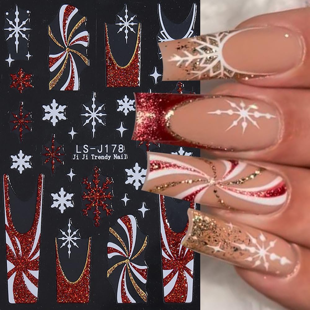 Juggssa Christmas nail stickers elk create whimsical accents for winter nail art.