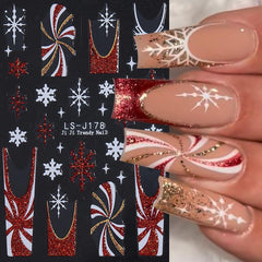 Juggssa Christmas nail stickers elk create whimsical accents for winter nail art.