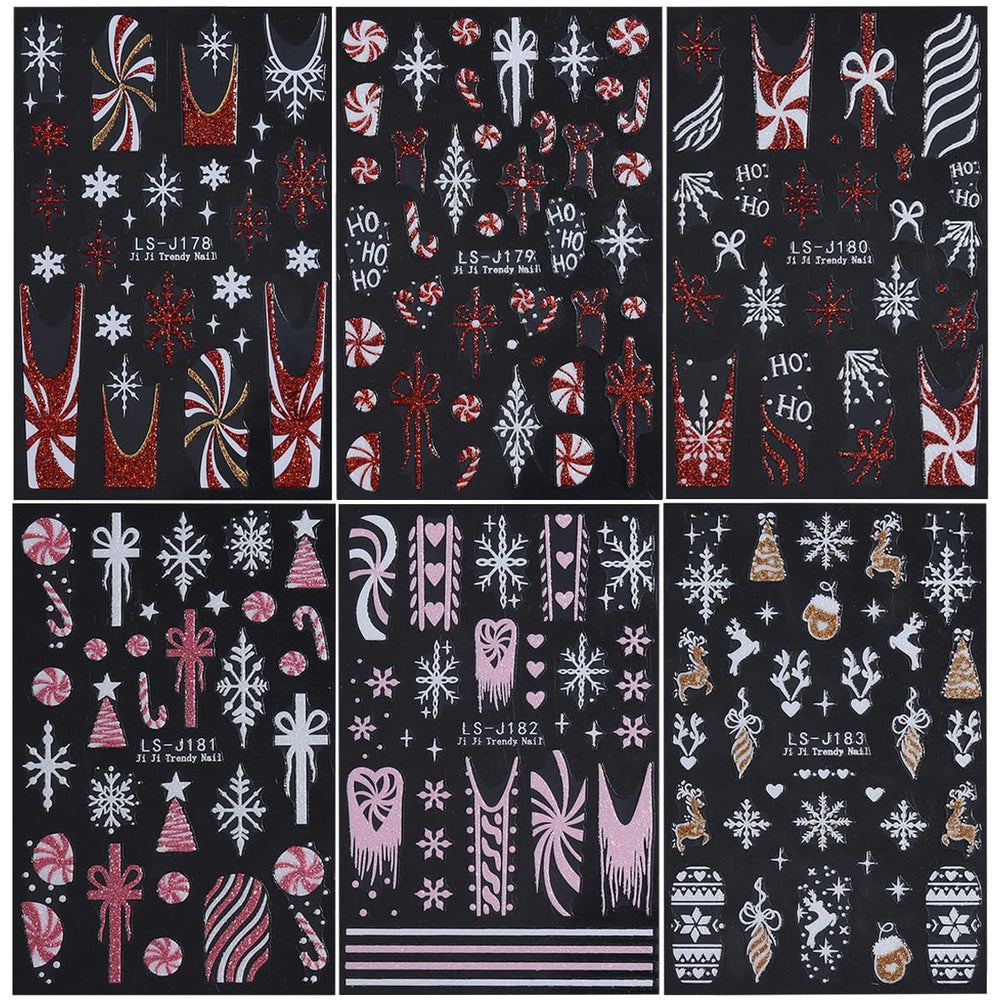 Juggssa Christmas nail stickers French tip option for stylish holiday manicure.