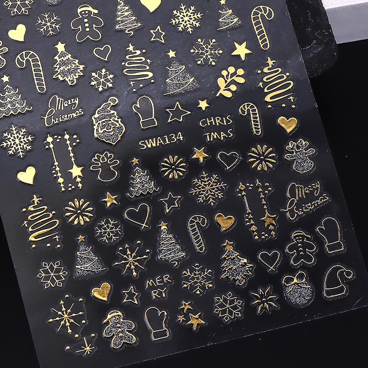 juggssa christmas nail stickers gold silver crystal highlight shimmering 3d accents