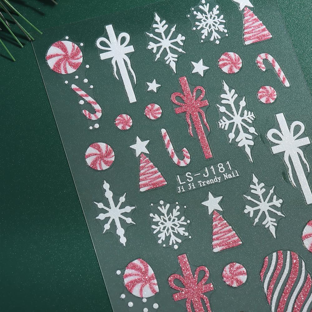 Juggssa Christmas nail stickers hoho design adds playful holiday motif to fingertips.