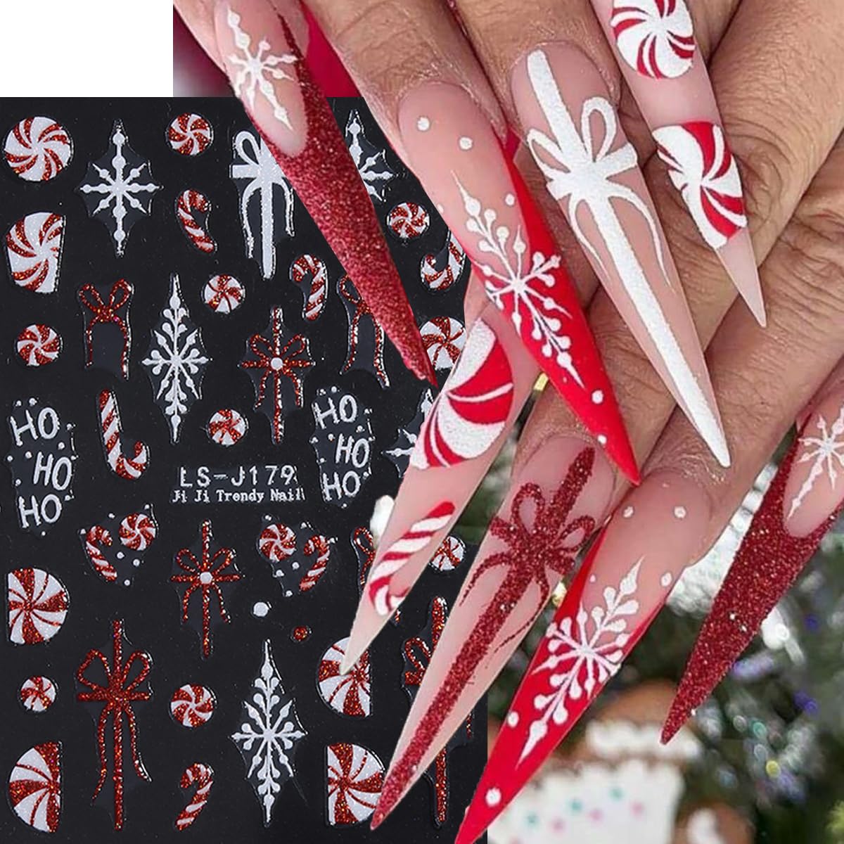 Juggssa Christmas nail stickers Santa Claus add classic Xmas charm to nails.
