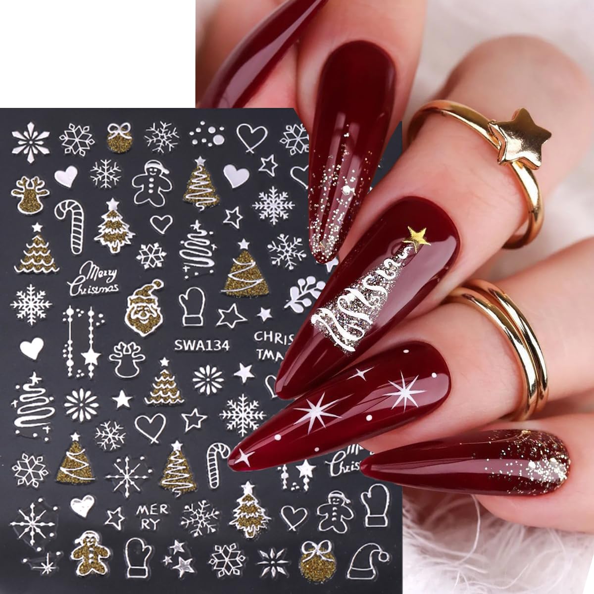 juggssa christmas nail stickers santa claus motif adds festive glam to nails