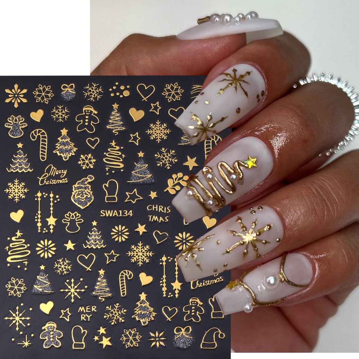 juggssa christmas nail stickers snowman 3d accents enhance cute winter manicure