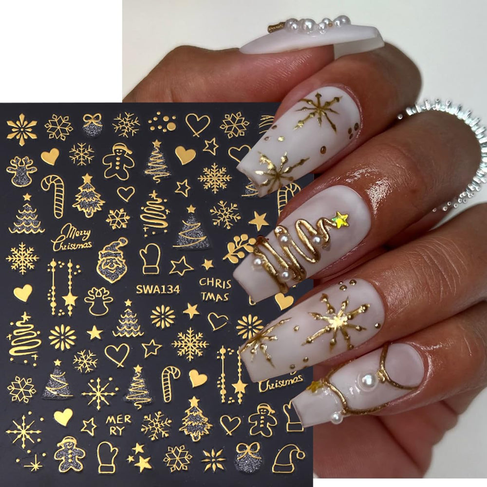 juggssa christmas nail stickers snowman 3d accents enhance cute winter manicure
