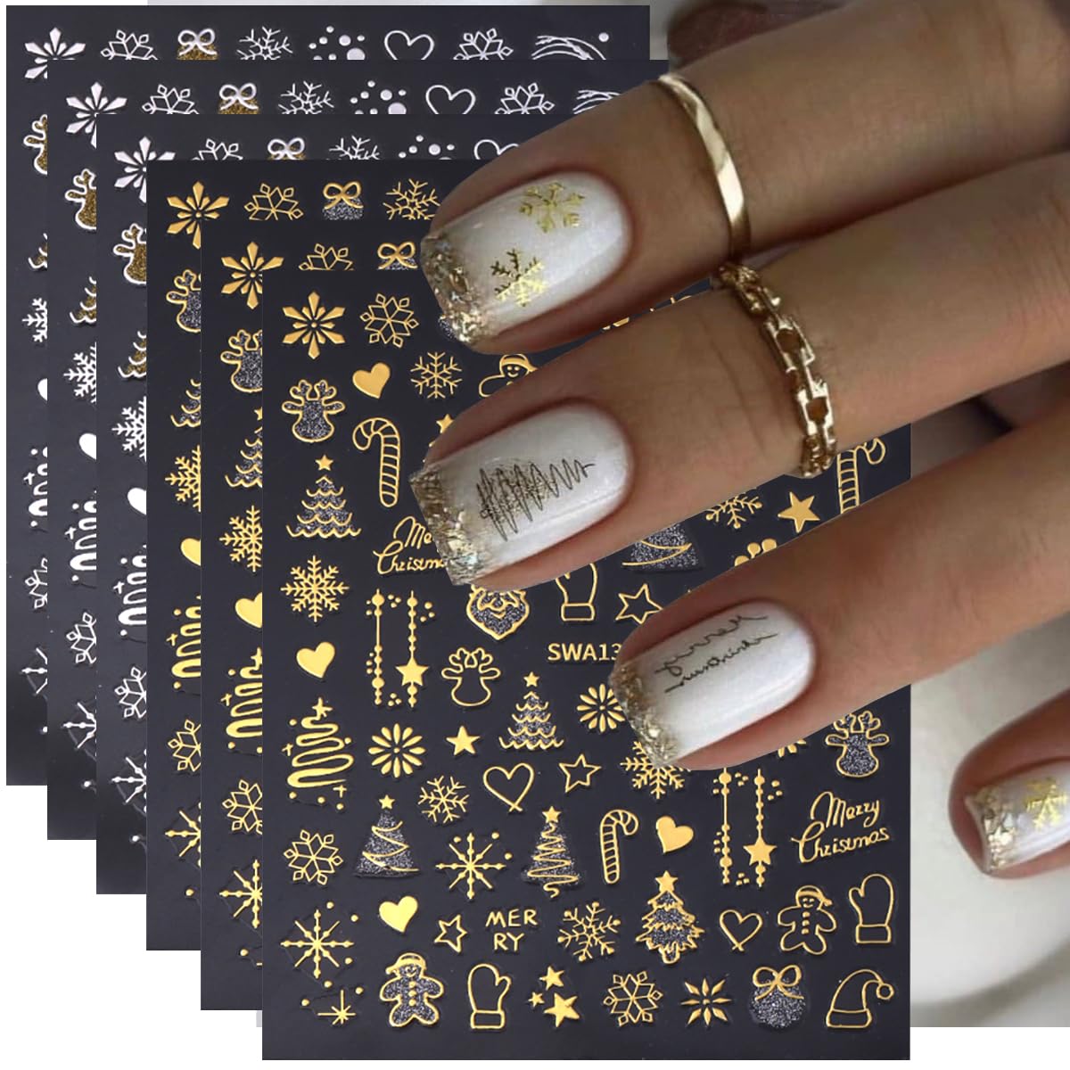 juggssa christmas nail stickers winter snowflake for festive nails and easy seasonal manicure