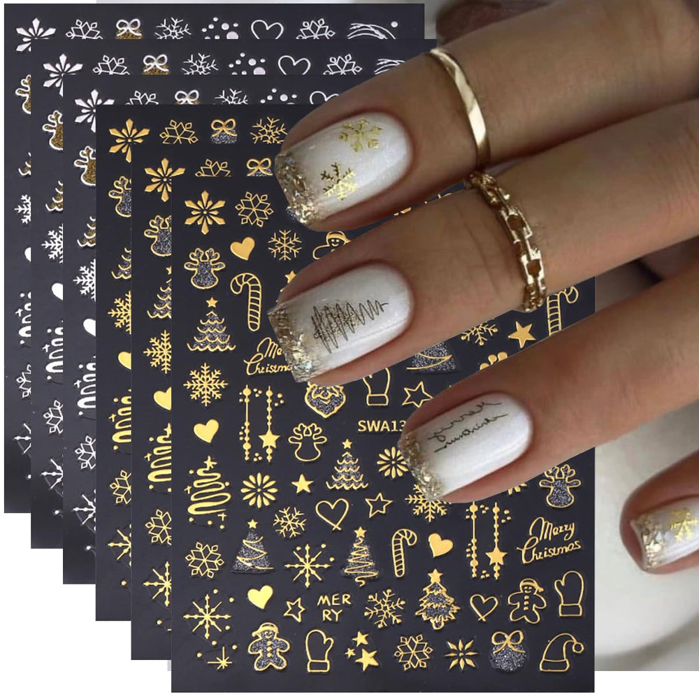 juggssa christmas nail stickers winter snowflake for festive nails and easy seasonal manicure
