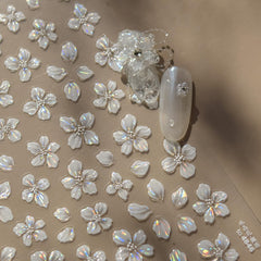 Pegatinas Juggssa para uñas con flores blancas, fáciles de aplicar en uñas naturales