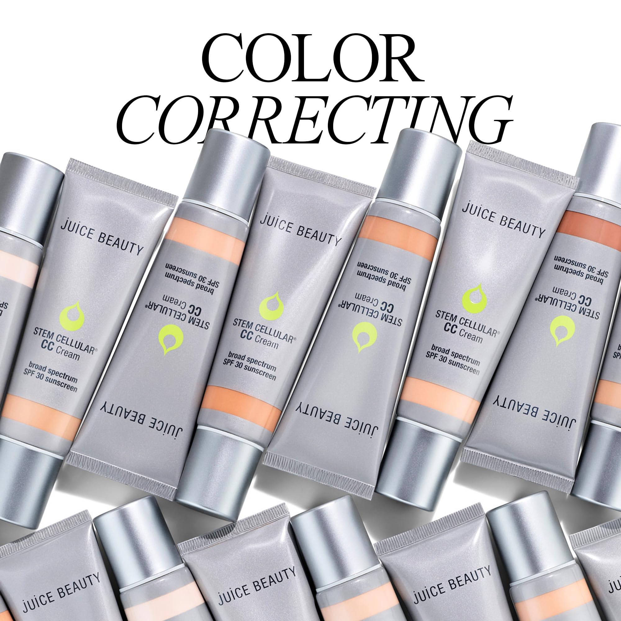 Juice Beauty Stem Cellular CC Cream Desert Glow in a makeup bag for daily sun protection