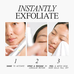 Juice Beauty Stem Cellular Exfoliating Peel Spray ingredients panel with Vitamin C and cucumber extract for radiance.