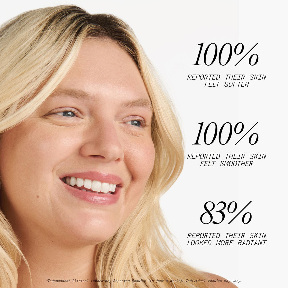 Juice Beauty Stem Cellular Exfoliating Peel Spray texture close-up highlighting plant-based exfoliant resurfacing skin.