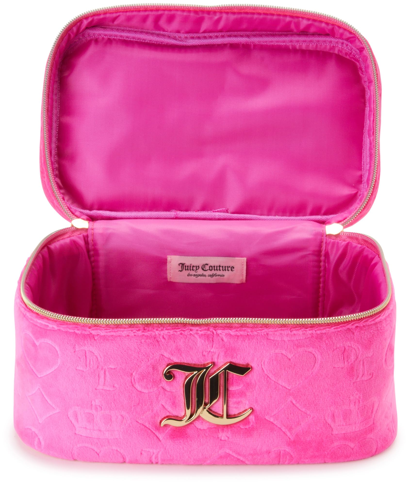 Juicy Couture compact organizer for cosmetics and self-care items.