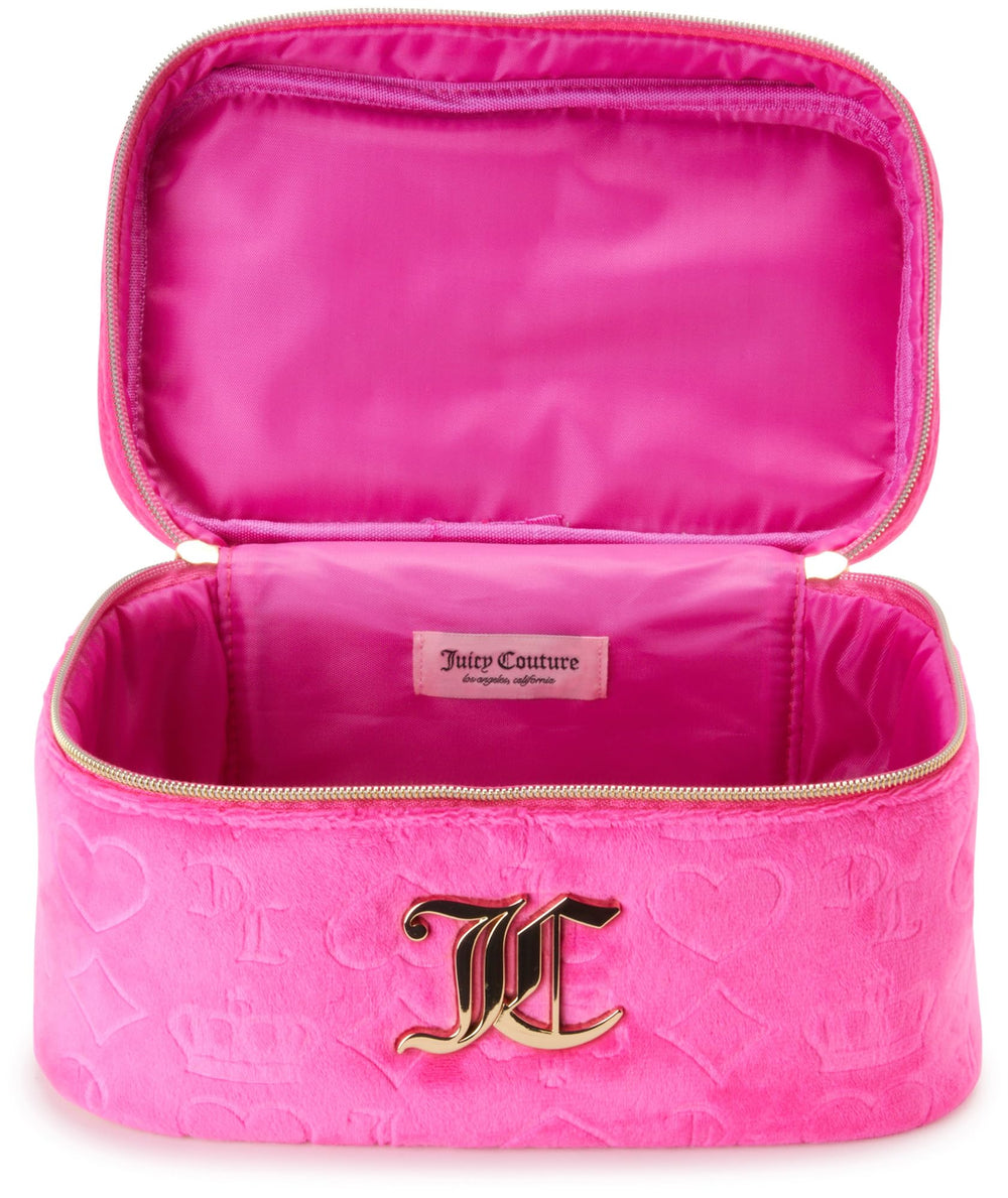 Juicy Couture compact organizer for cosmetics and self-care items.