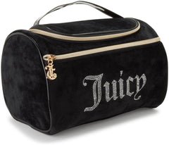 Juicy Couture black makeup bag zipper close-up for durable travel storage