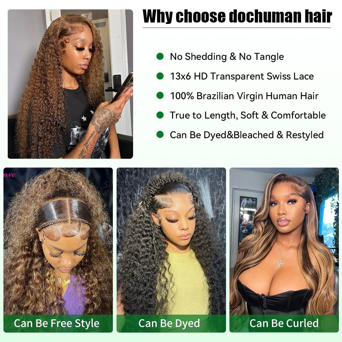 Jukabe glueless wig with adjustable straps and four combs for secure fit.