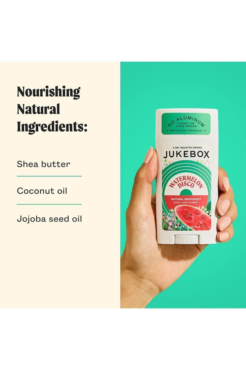JUKEBOX Watermelon Disco cruelty-free and USA-made formula supports ethical personal care.