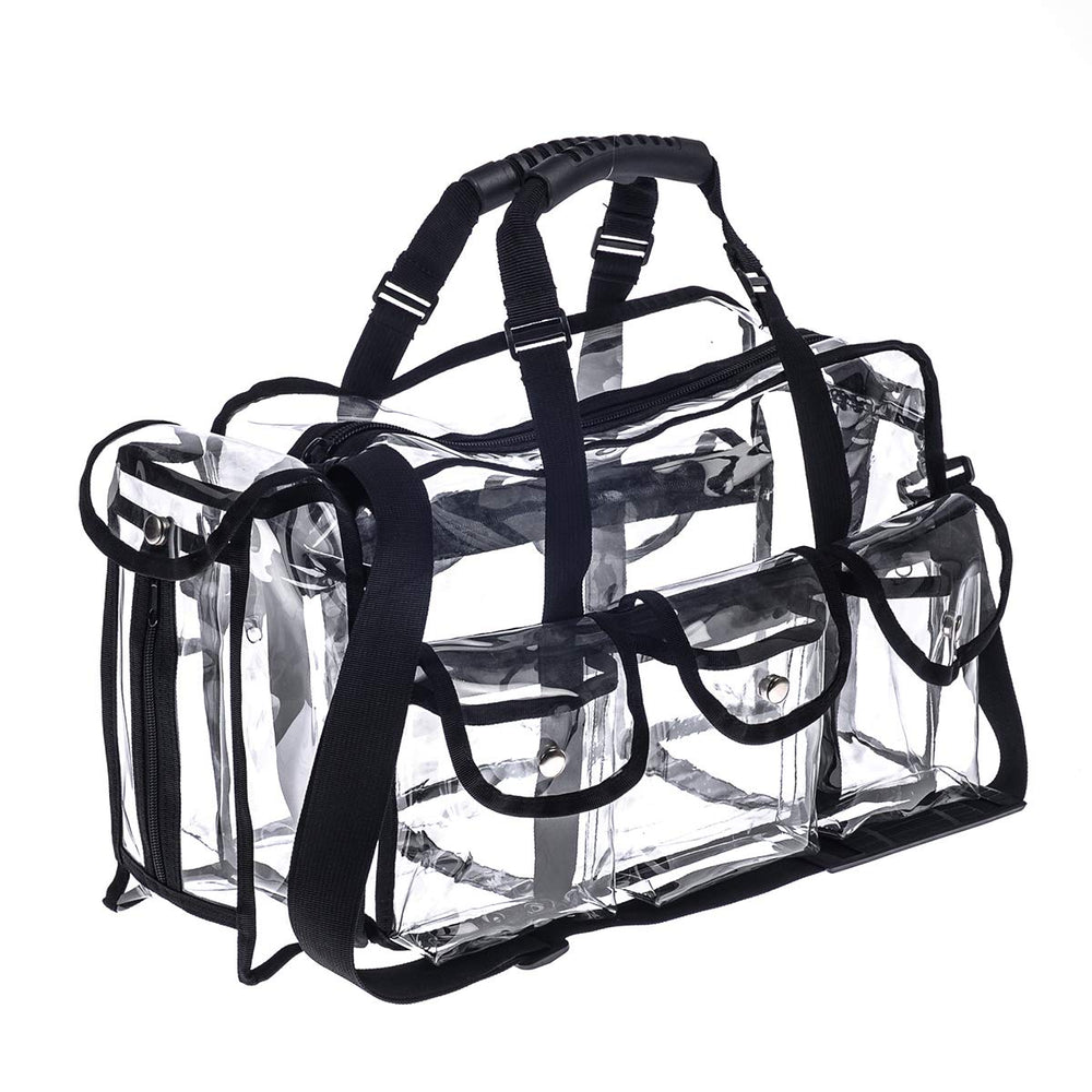 Jula Vance clear PVC makeup kit organizer front view for quick access to essentials