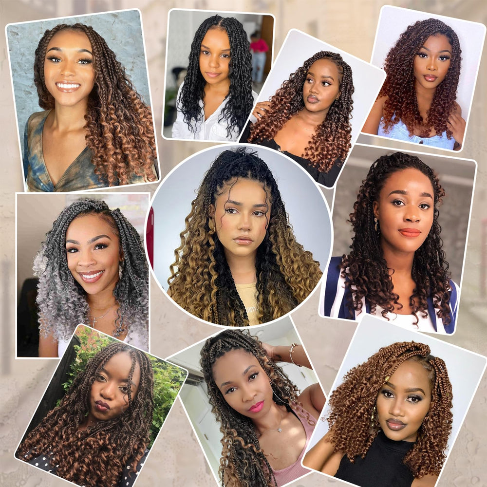 Julen Boho Crochet Braids spiral center leaveout emphasizes fluffy, bohemian look.