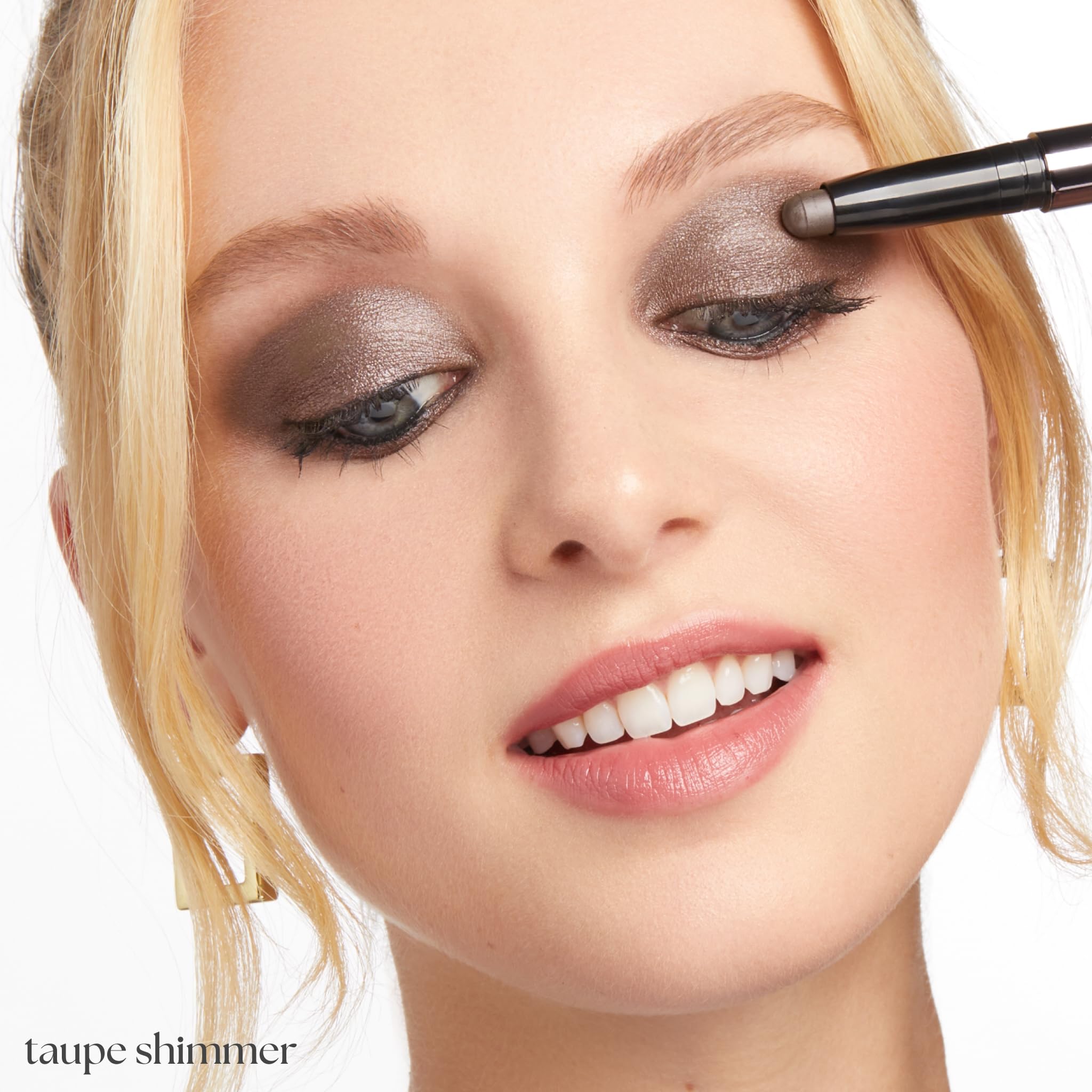 Julep Eyeshadow 101 Stone Shimmer compact closeup conveys crease-proof wear across hours.