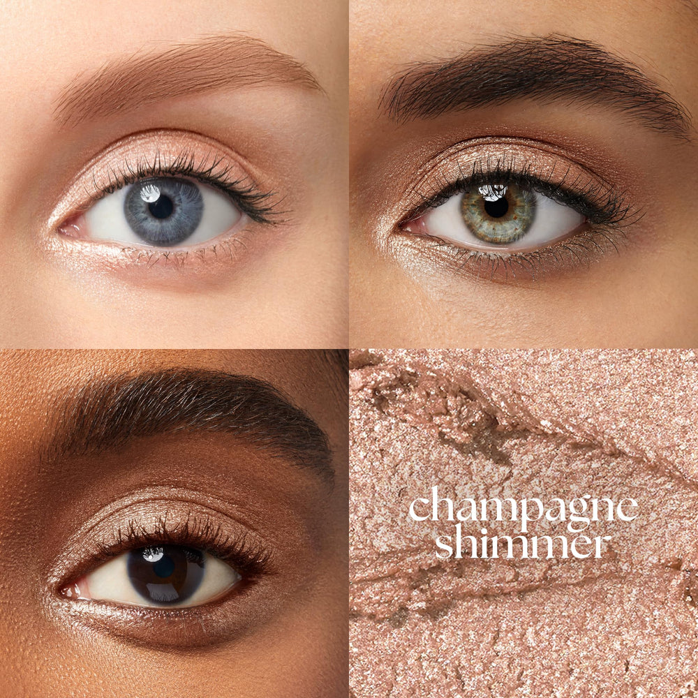 Julep Eyeshadow 101 Champagne Shimmer texture close-up highlights creamy-to-powder finish.