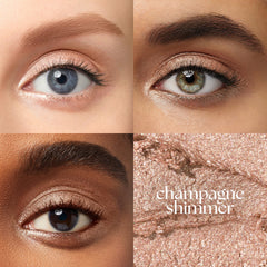 Julep Eyeshadow 101 Champagne Shimmer texture close-up highlights creamy-to-powder finish.