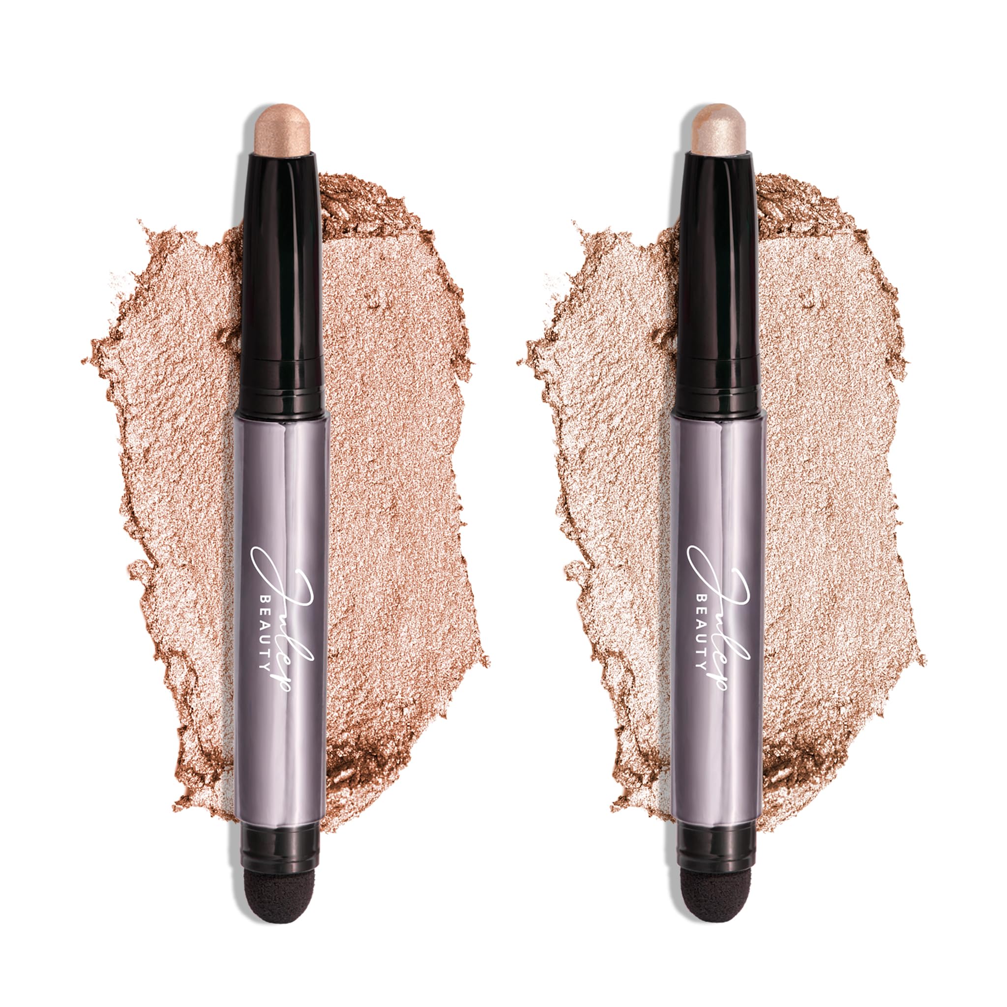 Julep Eyeshadow 101 Champagne Shimmer duo swatch shows creme-to-powder texture and all-day wear