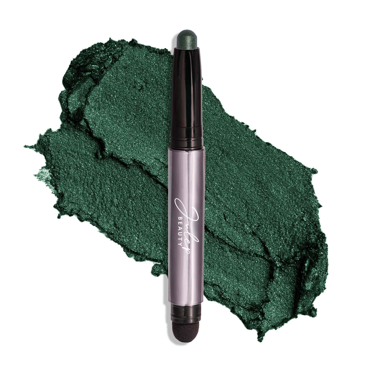Julep Eyeshadow 101 Evergreen Shimmer swatch shows rich green sparkle for bold lids.