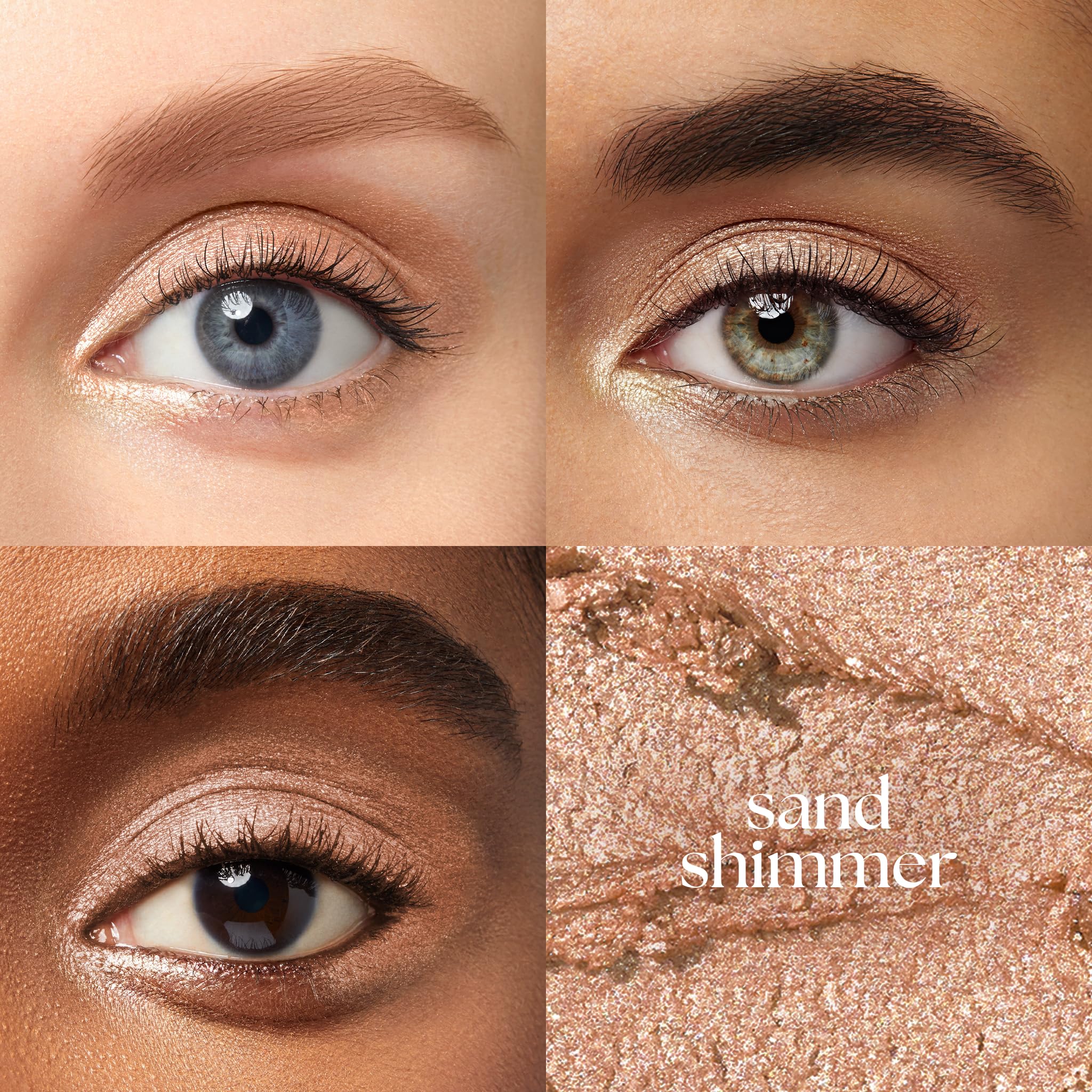 Julep Eyeshadow 101 Sand Shimmer swatch on skin reveals champagne glow and easy blend