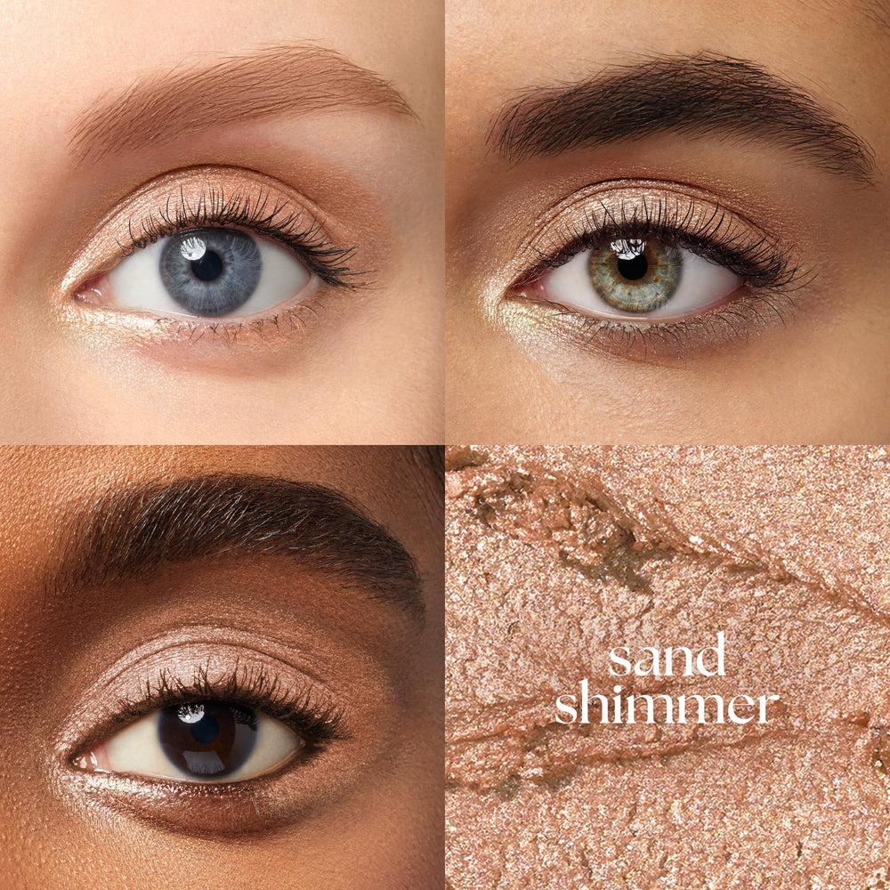 Julep Eyeshadow 101 Sand Shimmer swatch on skin reveals champagne glow and easy blend