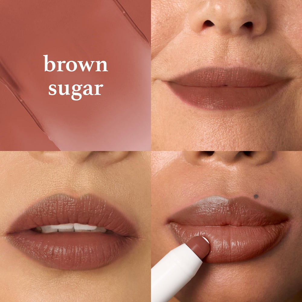 Julep It's Balm Tint Brown Sugar swirl-on lip shows buildable color with hydrating gloss