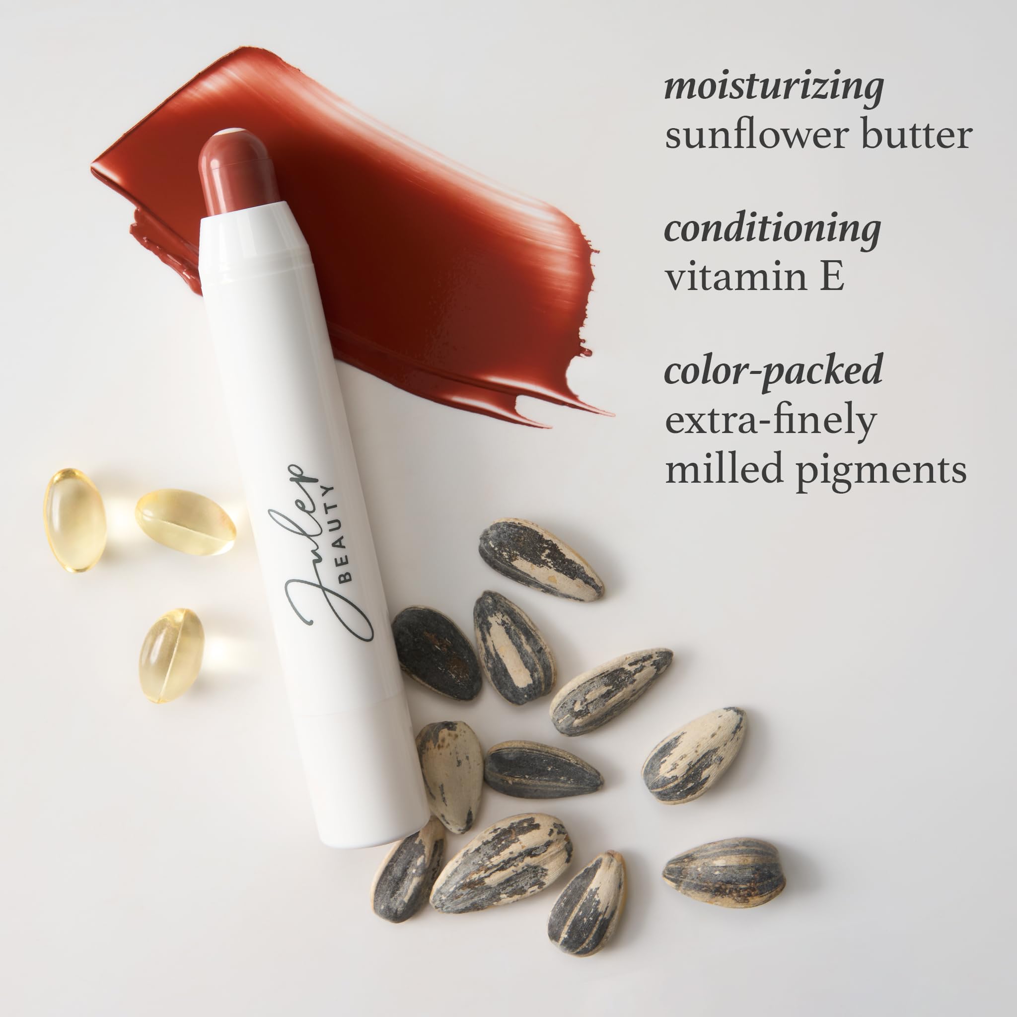 Julep packaging and balm tube highlight clean vegan formulation for daily lip care.