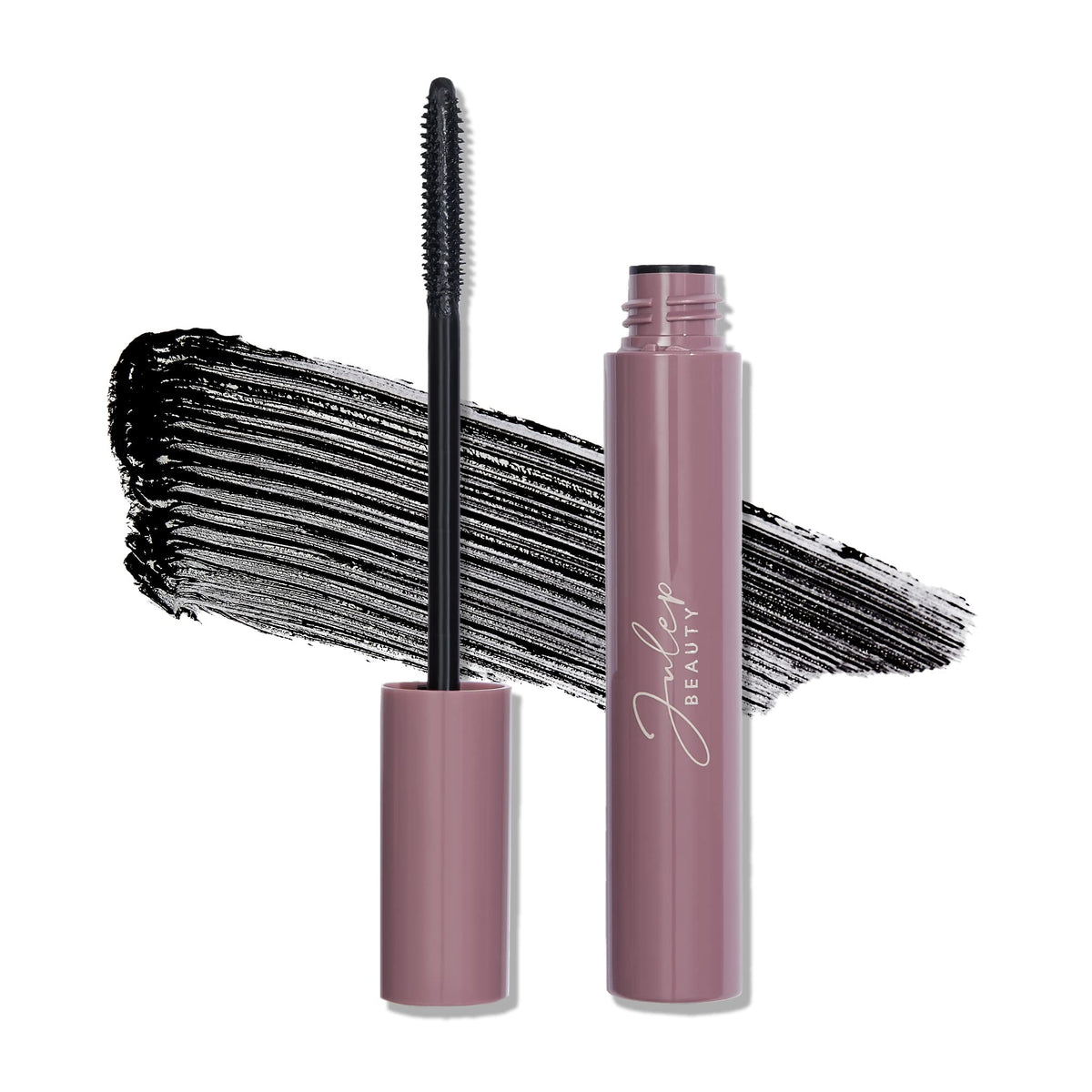Julep Length Matters mascara bottle closeup highlights a sleek black finish for daily looks.