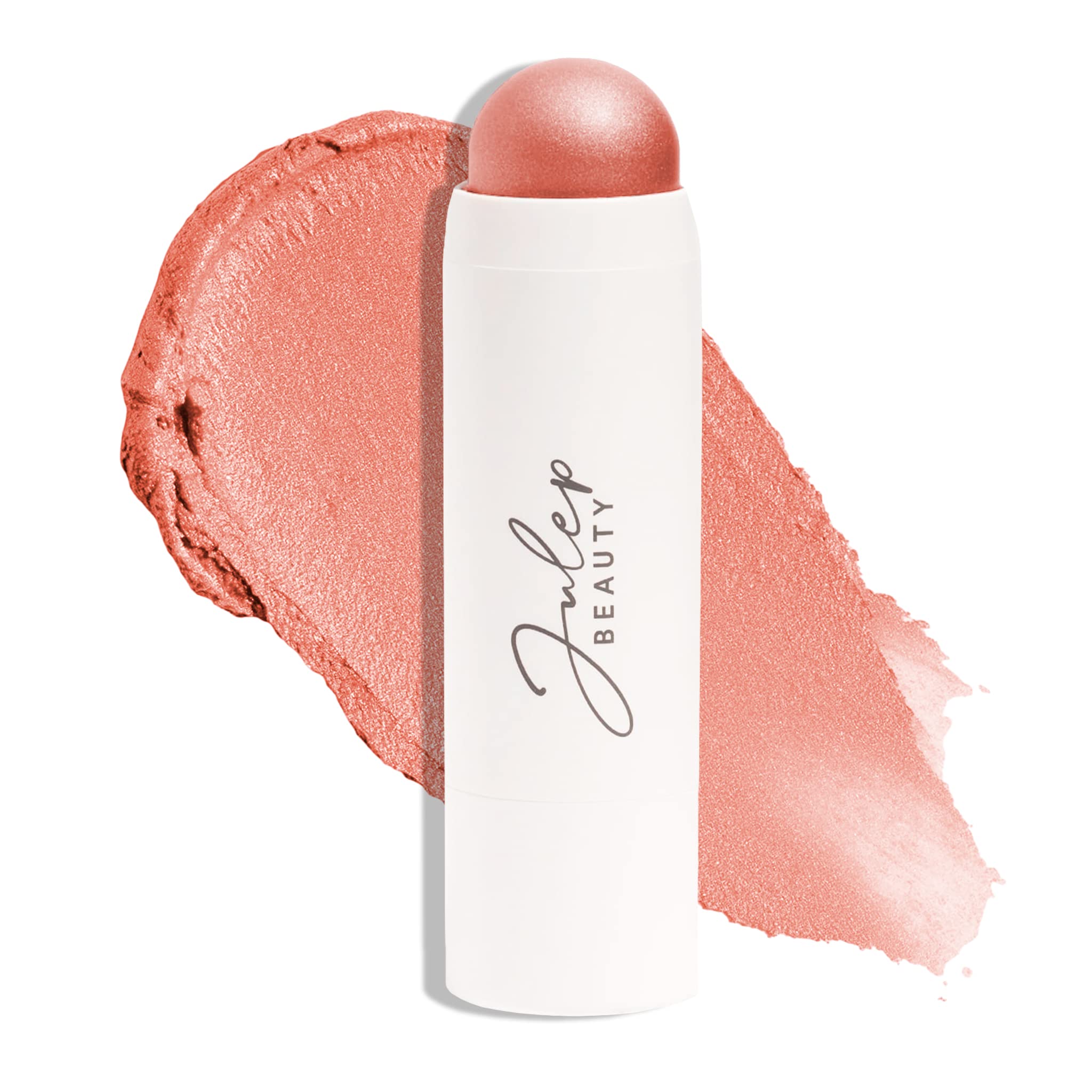 Julep Skip The Brush blush-stick rose-gold swatch on cheek for blendable color