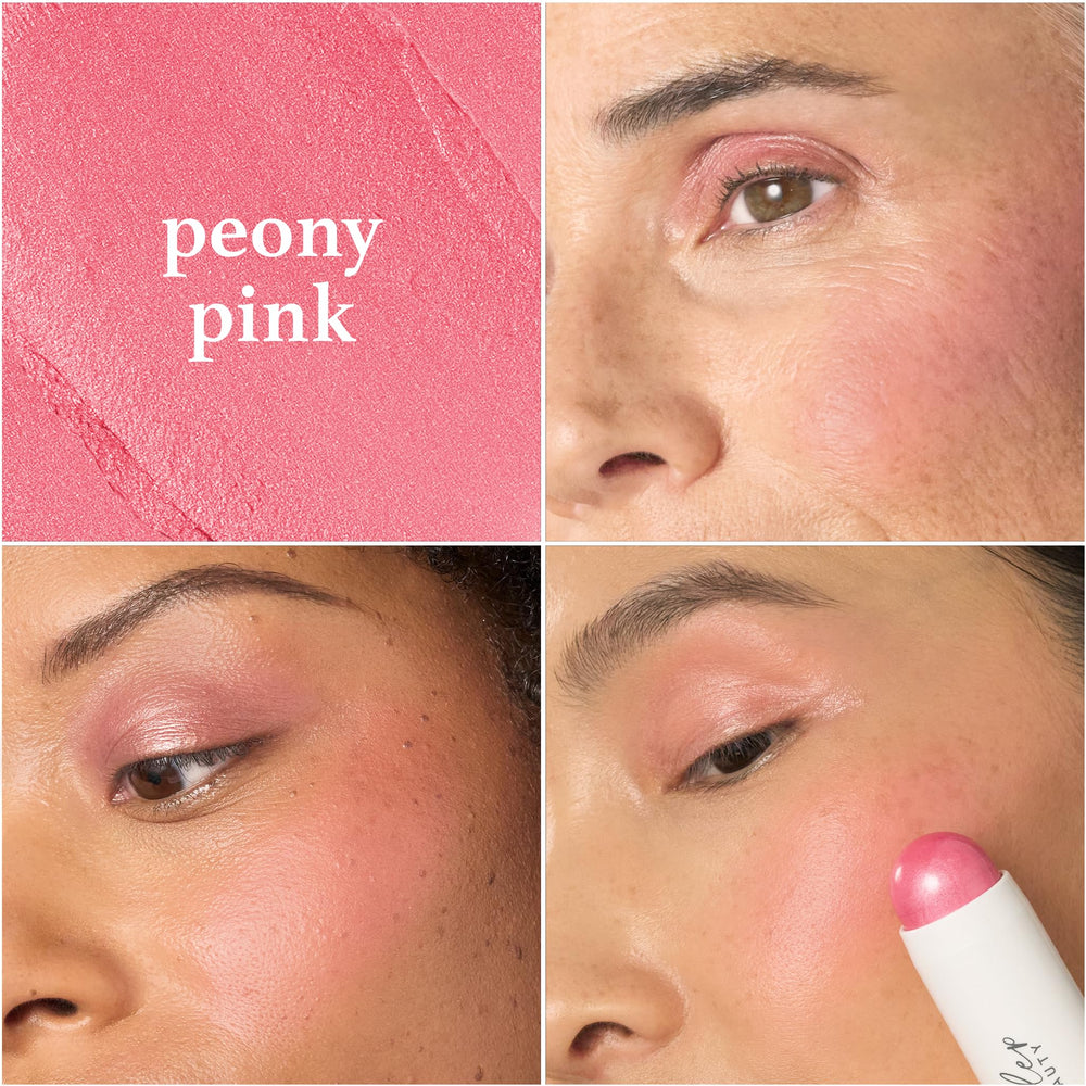 Julep Skip The Brush Peony Pink texture swatch of cream-to-powder finish