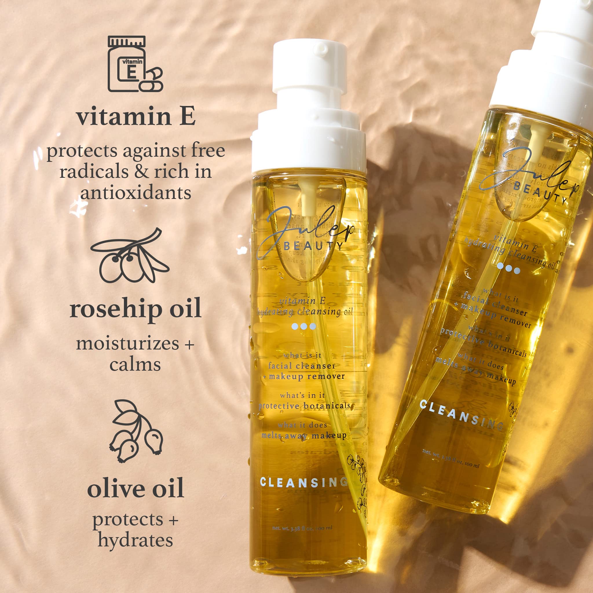 Julep cleansing oil applied to dry skin for melting makeup and impurities.